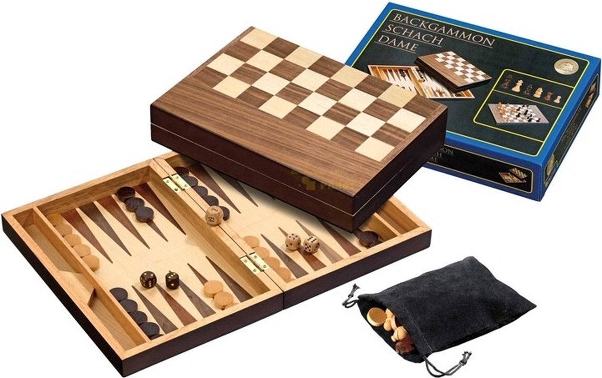 Champ de cassette de backgammon pour dames d'échecs Philos 30 mm, hauteur du roi 48 mm