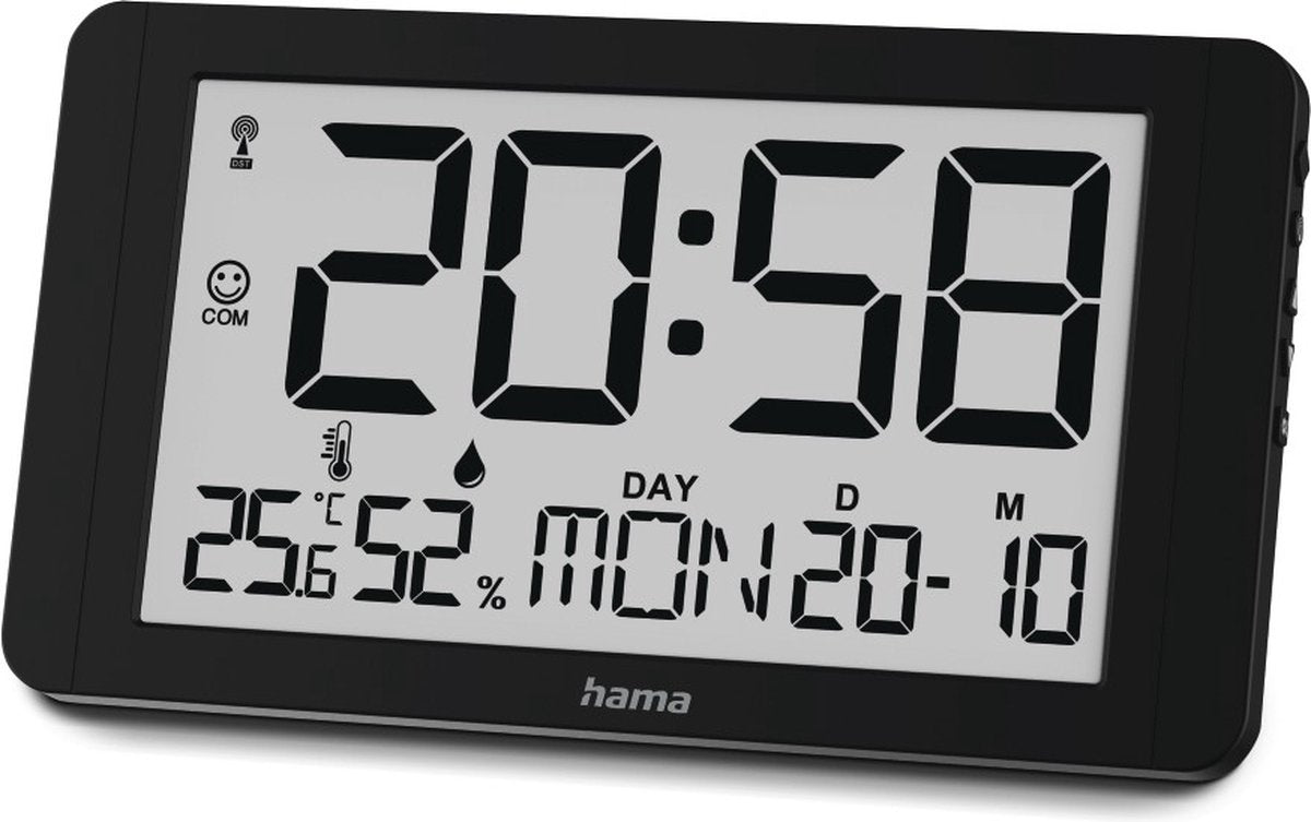 Horloge murale Hama - Cuba - radiocommandée - thermo-hygromètre - noire