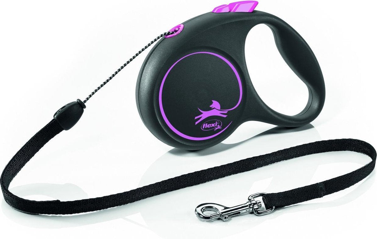 Flexi design noir - laisse rétractable cordon de laisse pour chien - s - 5 m - <12kg