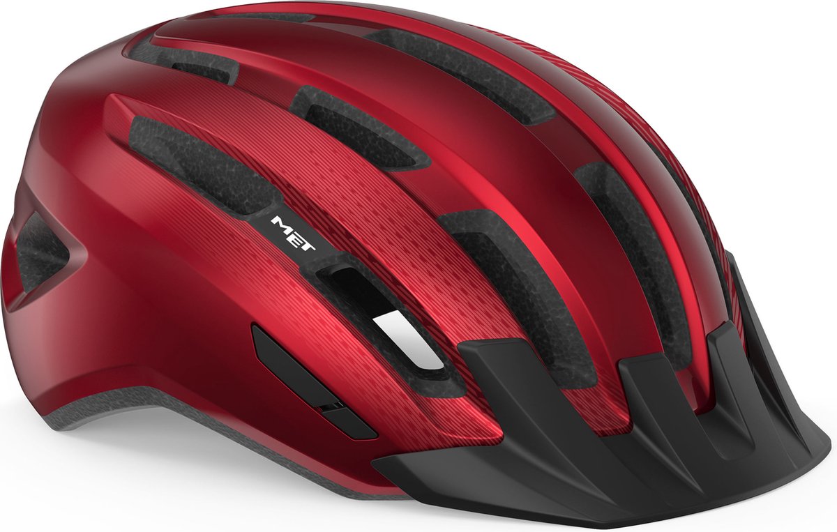 Avec casque de vélo Downtown hommes femmes - casque de vélo vélo de course adultes - vélo électrique - trekking - taille m l (58-61 cm) - rouge brillant (rouge)