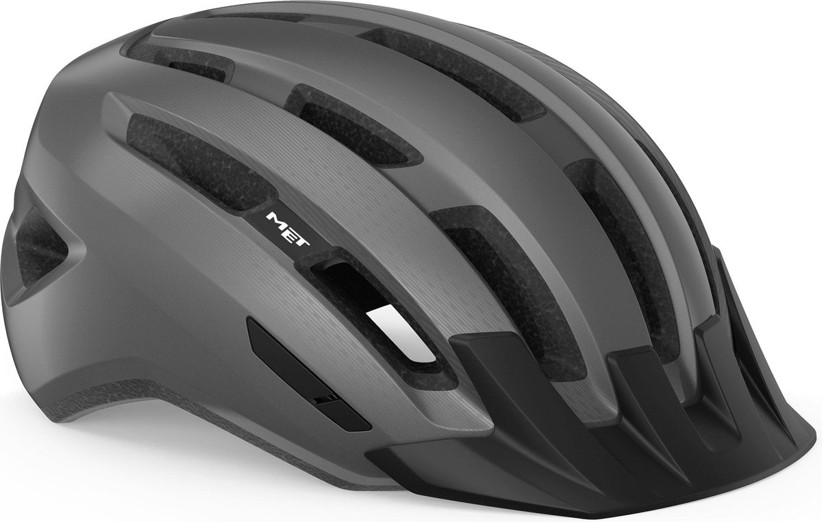 Avec casque de vélo Downtown hommes femmes - casque de vélo vélo de course adultes - vélo électrique - trekking - taille m l (58-61cm) - gris brillant (gris)
