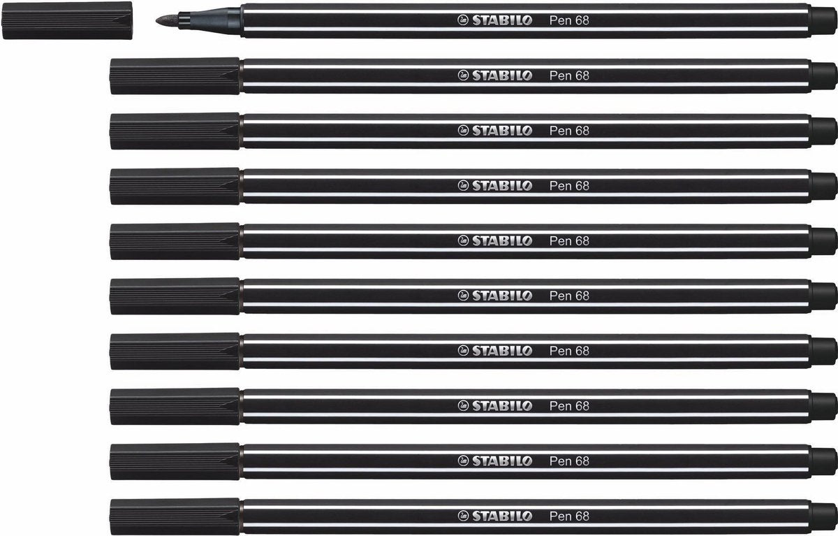 Stabilo pen 68 - feutre premium - noir - boîte de 10 pièces