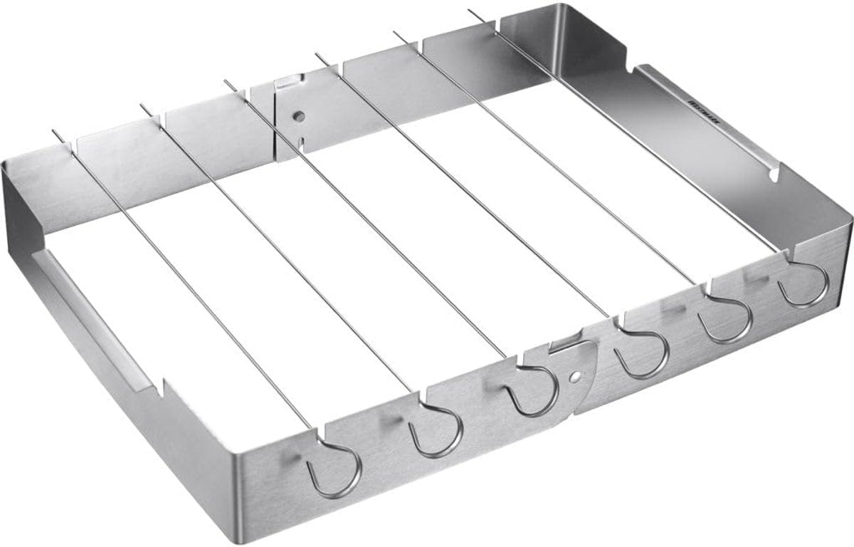 Ensemble de porte-brochettes pour barbecue sans marque sans marque - brochettes de gril - grillades uniformes - design pliable - 7 pièces - couleur argent