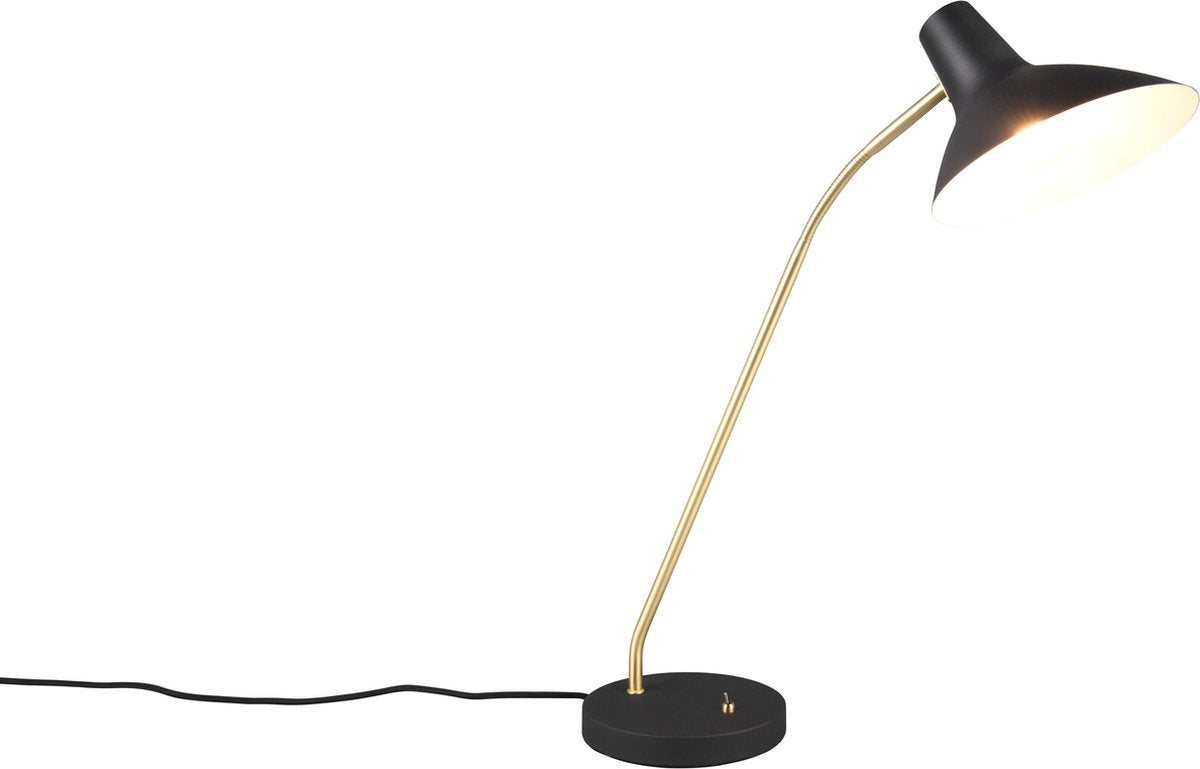 Trio traveler - lampe de table - lampe de bureau - noir-or - excl. 1x e27 4 w - flexible
