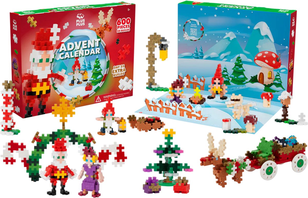 Calendrier de l'Avent Plus-Plus - Santa's World - Jeu de construction 600 pièces - 3973 - Jouets de construction - Jouets de construction - Set avec blocs de construction - à partir de 5 ans