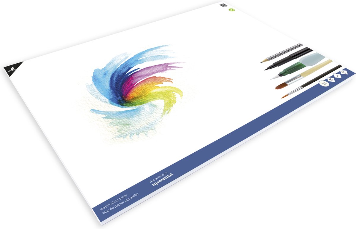 Kangaro k-5303 bloc papier aquarelle a3 300 gr 16 feuilles, blanc crème collé sur 3 faces