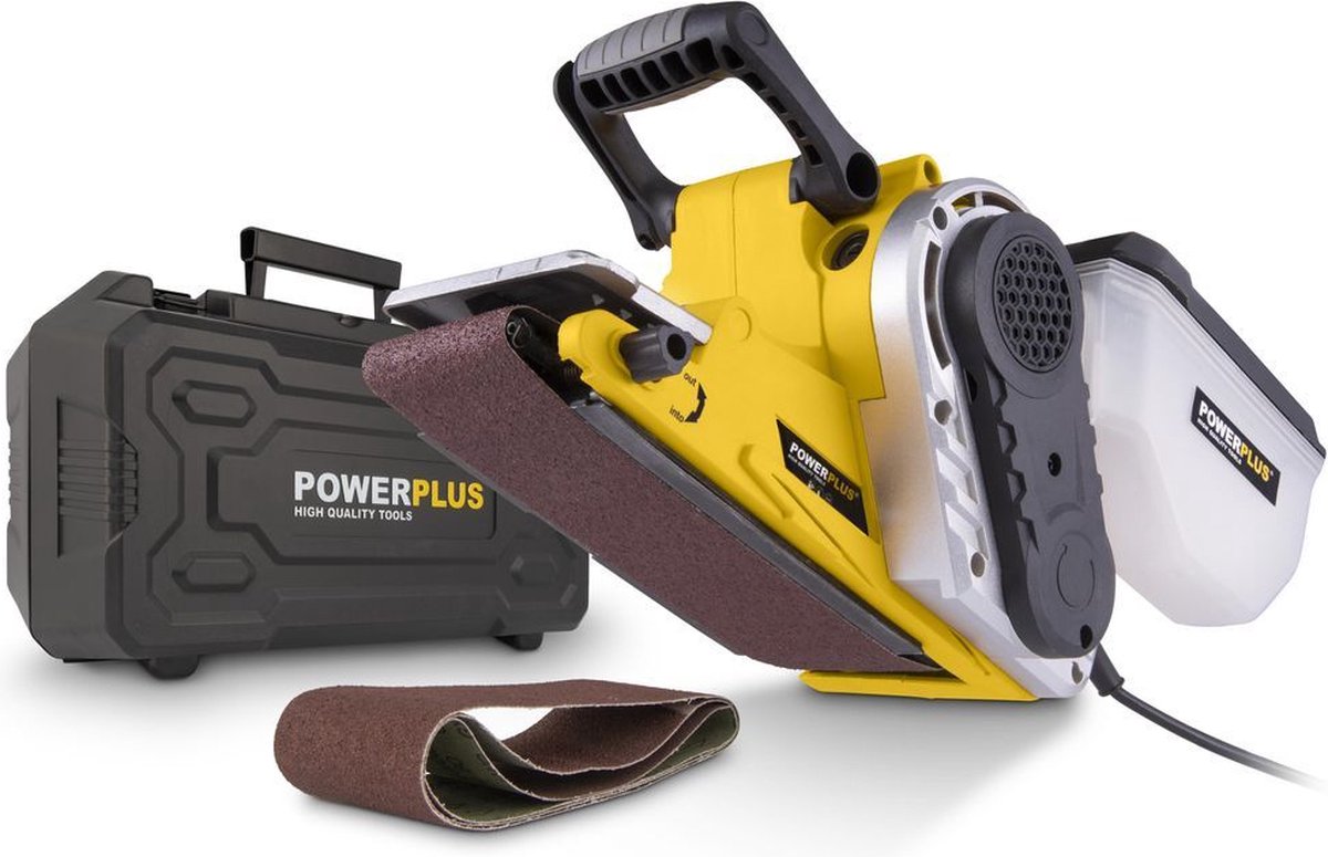 Ponceuse à bande électrique Powerplus powx0460 - ponceuse 950w - bande abrasive 533x75mm - 380min-1 - avec mallette de rangement - avec 3 acc.