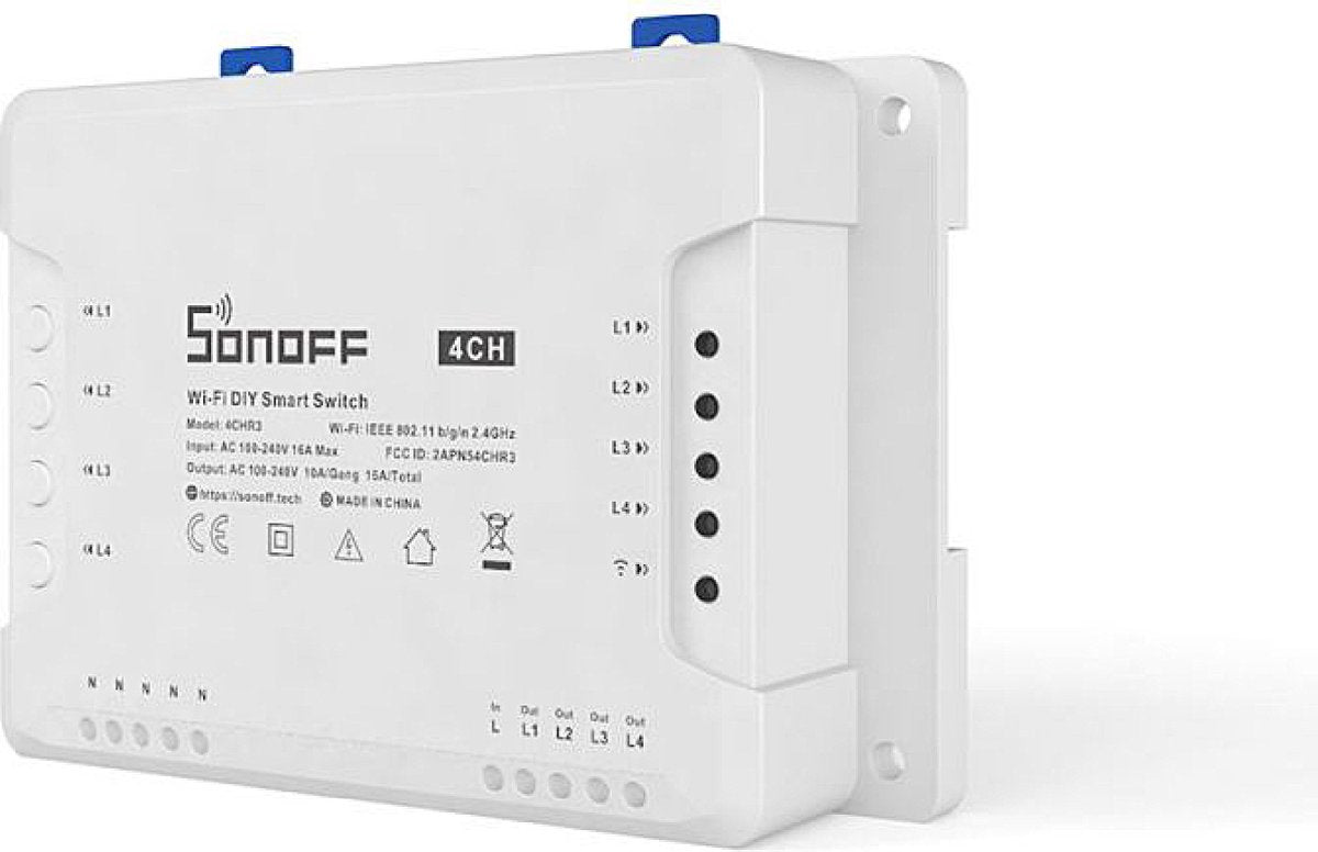 Commutateur intelligent WiFi 4 gangs Sonoff 4chpror3 avec contrôle RF