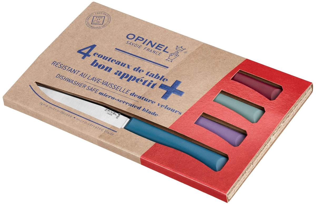 Coffret de couteaux de table Opinel n°125 bon appétit+ glam - 4 pièces - multicolore - micro denture - inox - couteau à steak