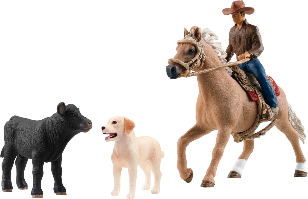 Schleich farm world - équitation western - ensemble de figurines - jouets pour enfants pour garçons et filles - 3 à 8 ans -42578