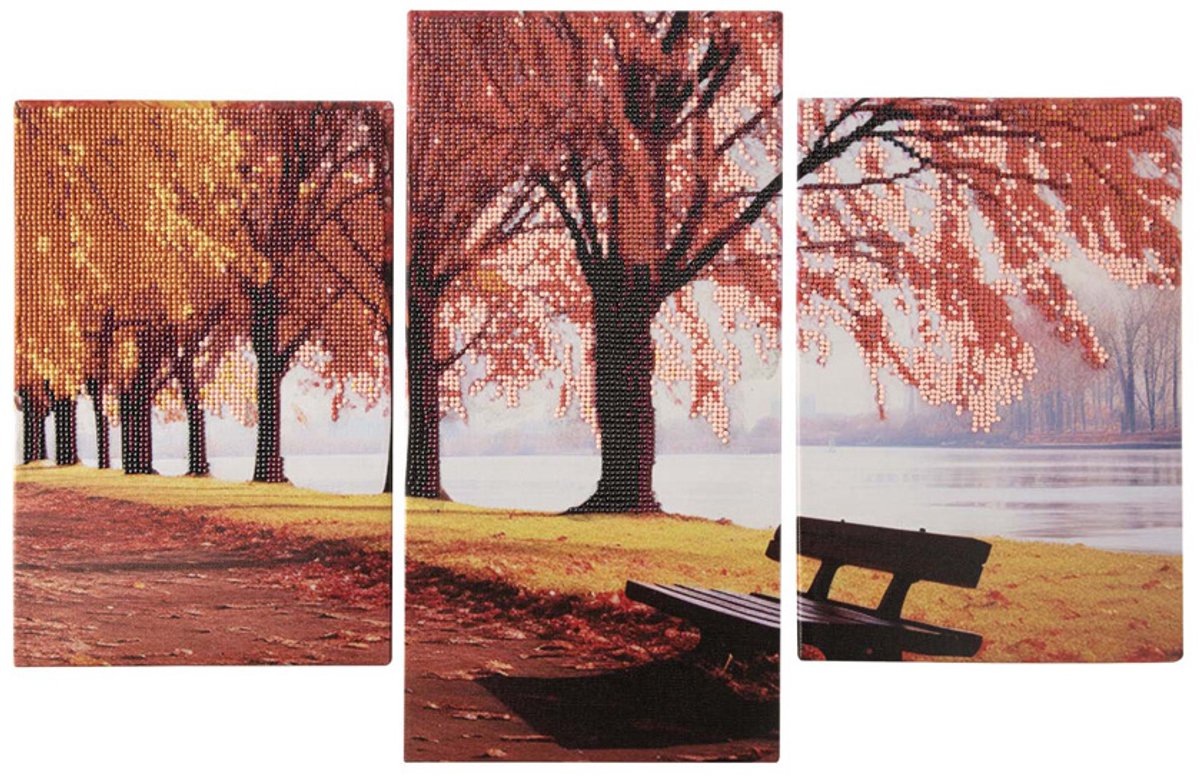 Ensemble triptyque de peinture diamant de groupe d'artisanat créatif - paysage
