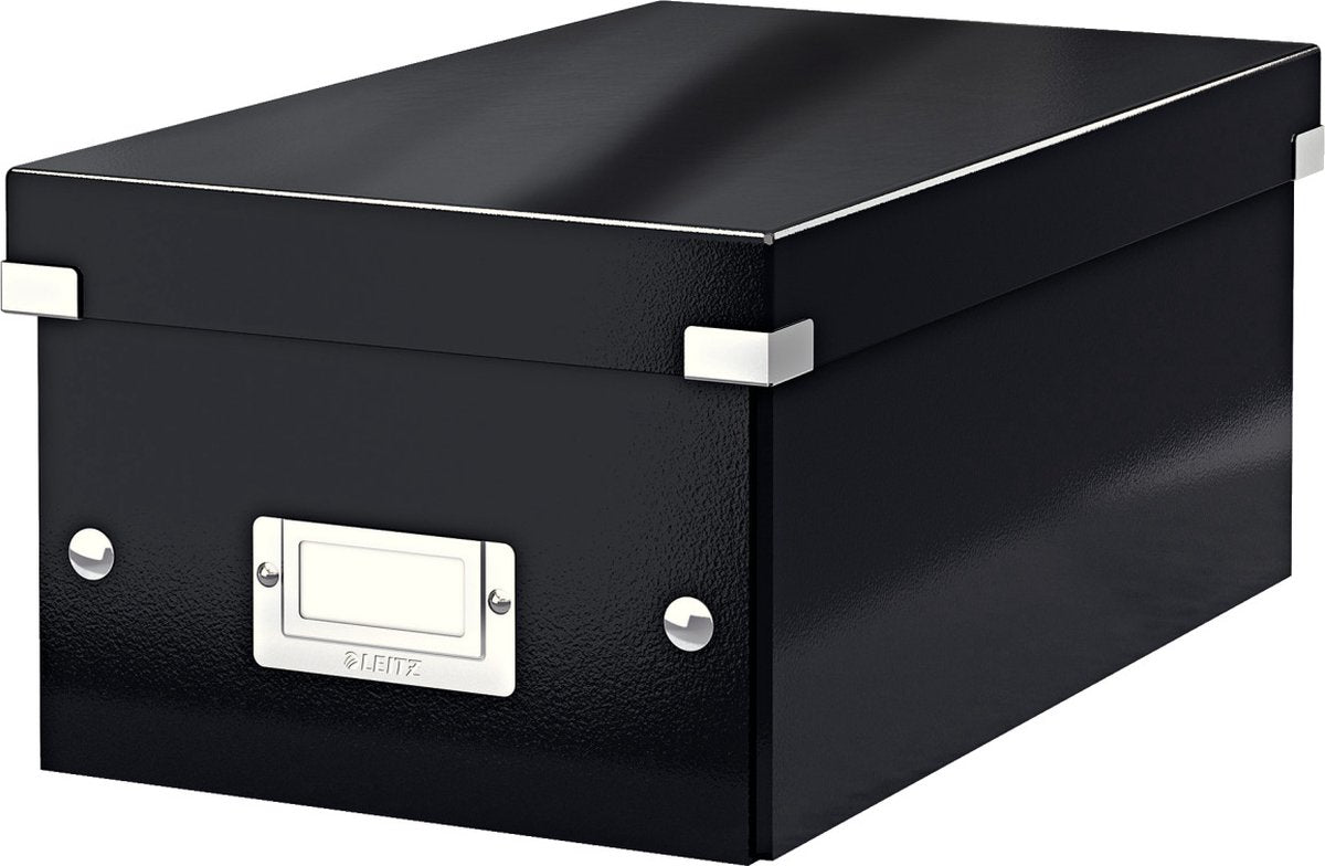 Boîte de rangement en carton Leitz wow click store - 84 % de carton recyclé - 21 x 15 x 35,2 cm (LxHxP) - idéale pour le travail à domicile - noir