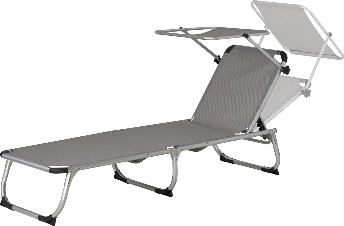 chaise longue Pebble Beach 57 x 188 x 30 cm gris aluminium