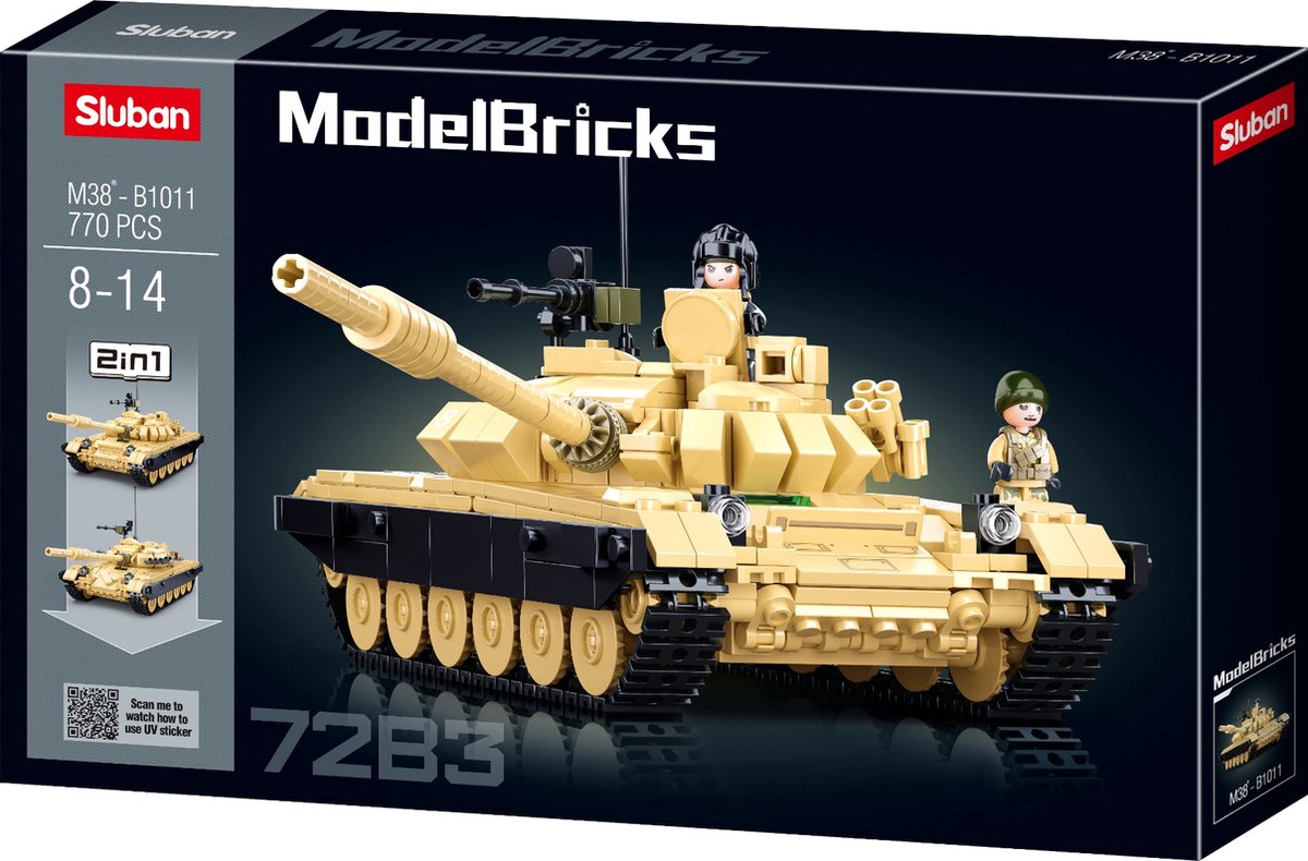 Sluban modèle briques char de combat T-72B3 jouets de construction - construction de maquettes de jouets - boîte de construction avec 770 blocs de construction - M38-B1011 à partir de 8 ans