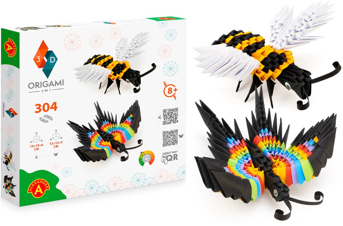 Alexander jouets origami 3d avec papillon, 304 pièces