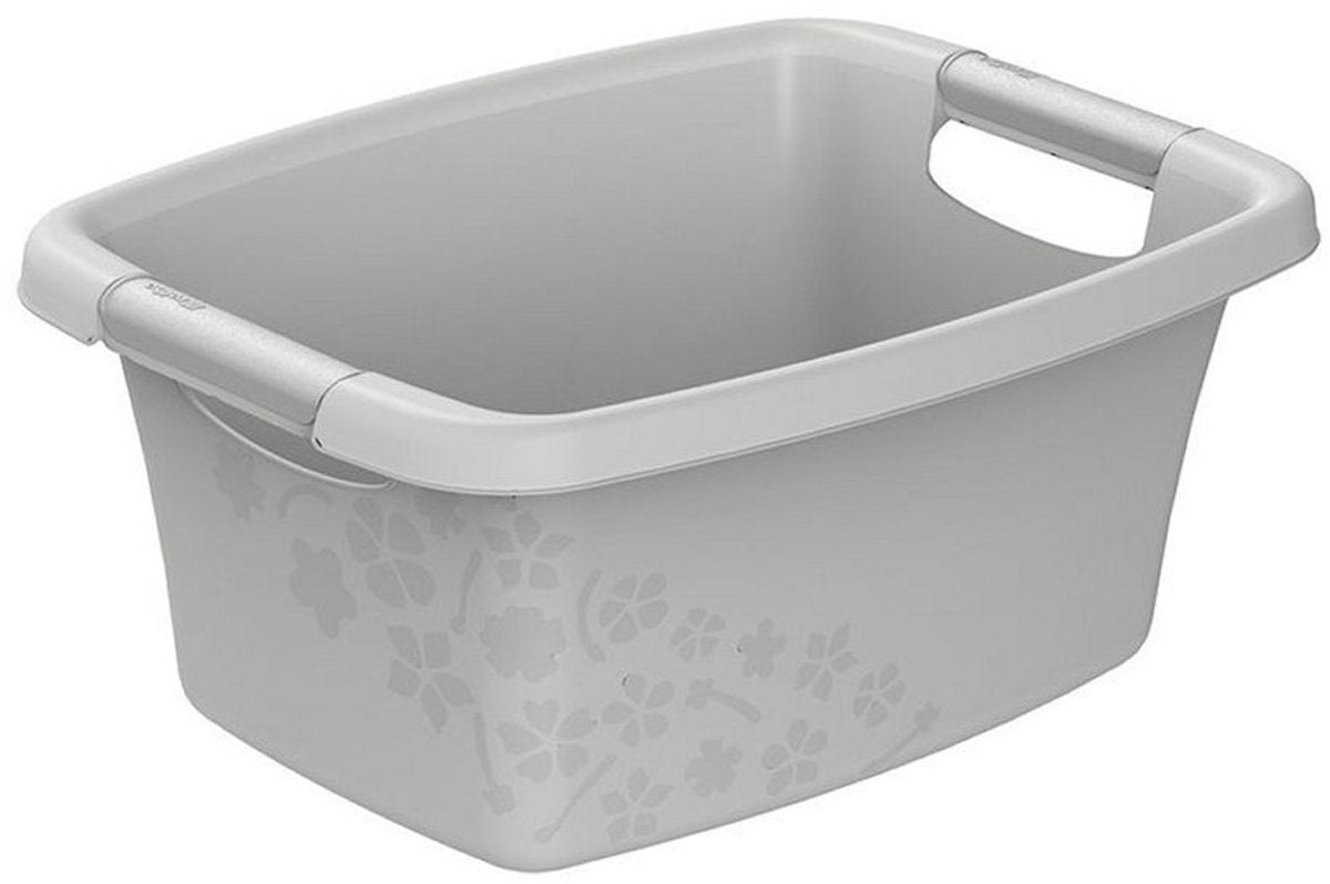 Rotho panier à linge fleurs 12l gris froid