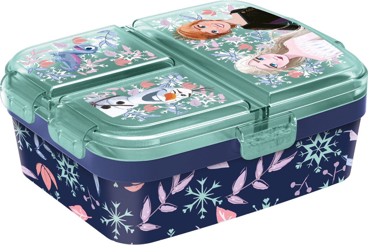 Boîte à lunch pour enfants surgelés Stor Disney's - boîte à lunch avec 4 compartiments pour enfants à partir de 4 ans - passe au lave-vaisselle sans BPA - bleu turquoise foncé