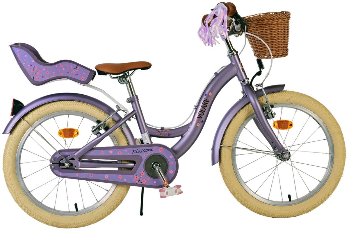 Vélo pour enfants Volare Blossom - filles - 18 pouces - violet - deux freins à main