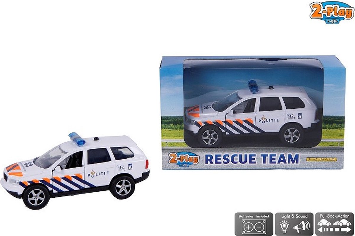 Voiture de police à tirer 2 jeux avec lumière et son 11 cm blanc