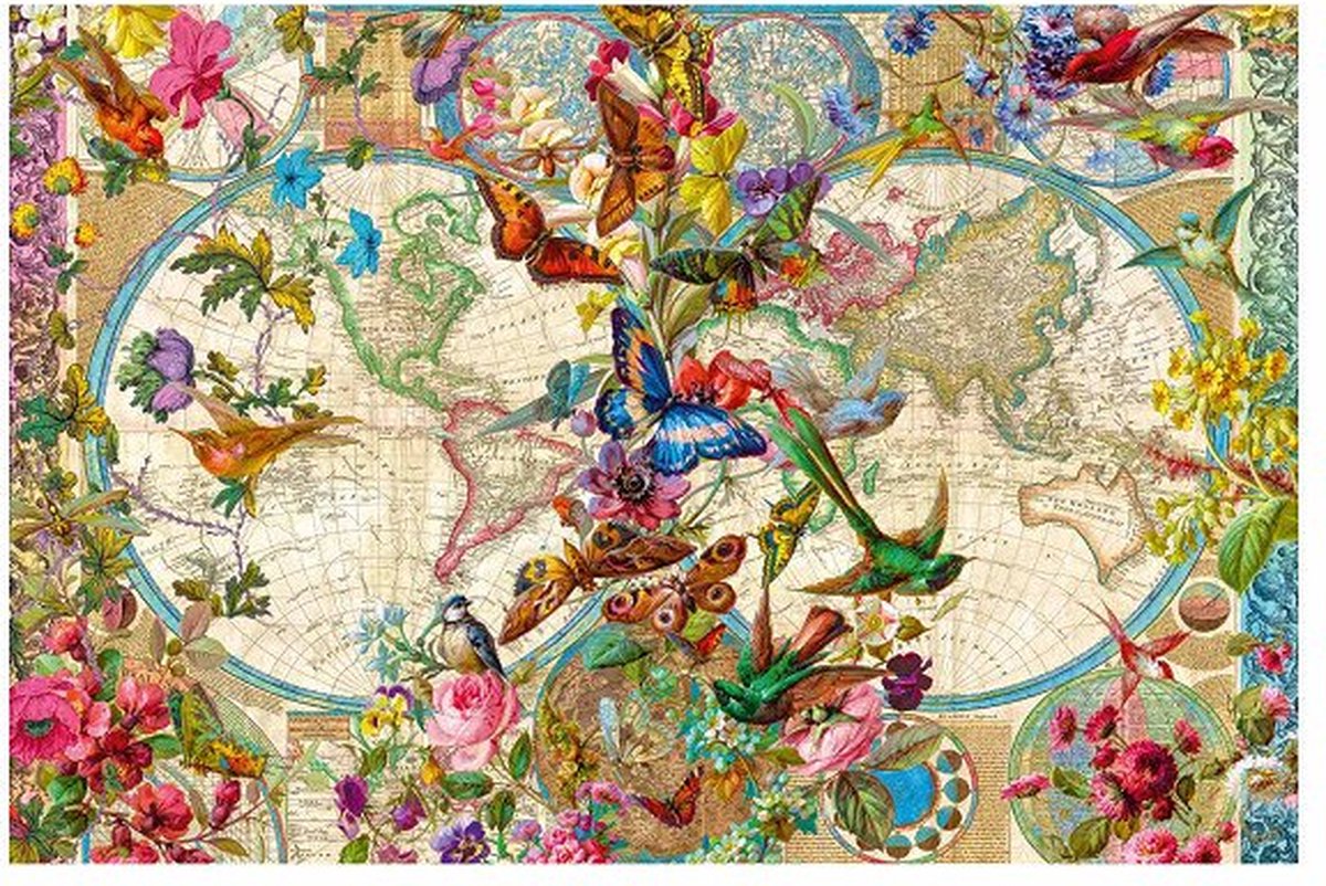 Ravensburger puzzle carte du monde de la flore et de la faune - puzzle - 2000 pièces