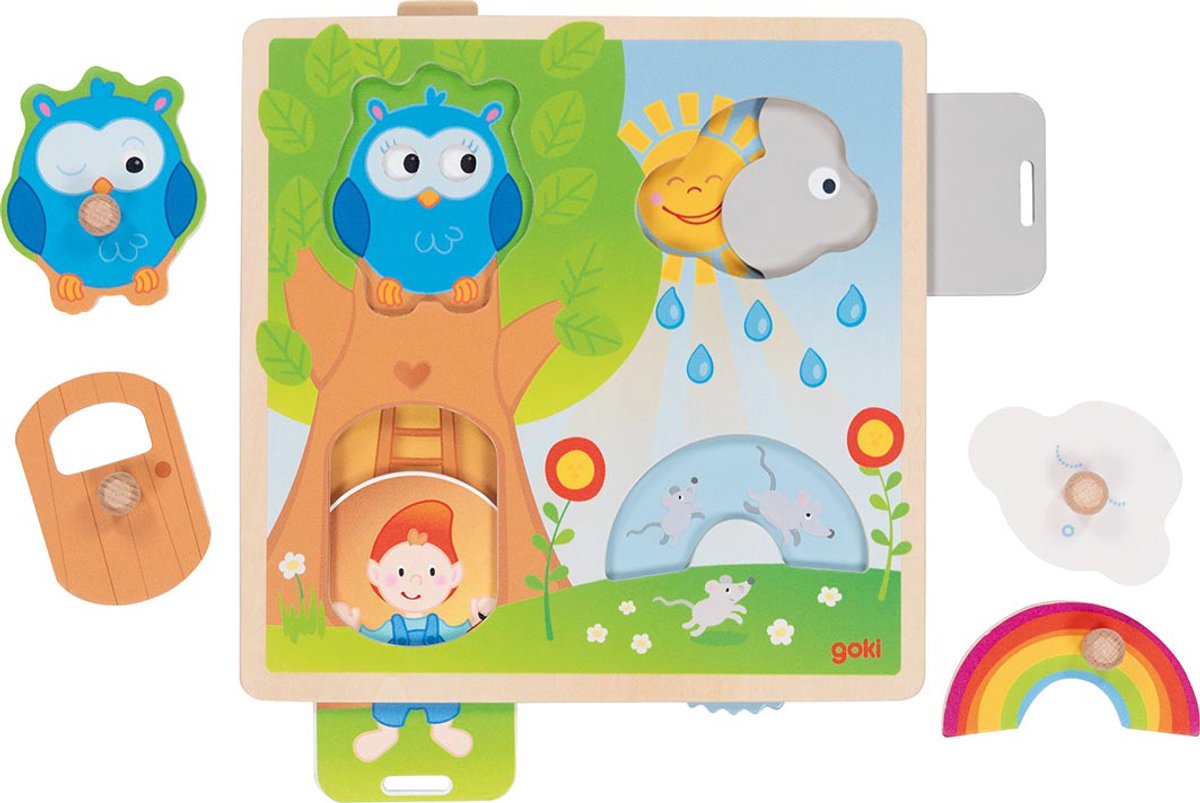 Goki Wooden Fething Shape Puzzle à nouveau, 4st.