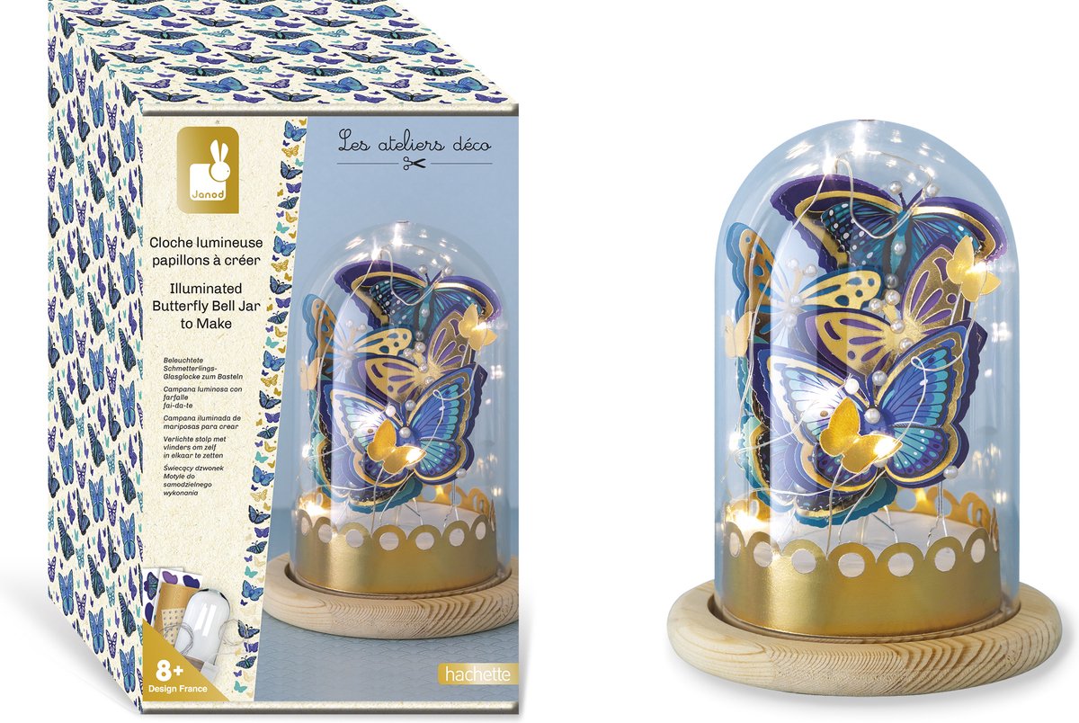 Janod - les ateliers déco - réaliser une cloche lumineuse avec des papillons - coffret bricolage