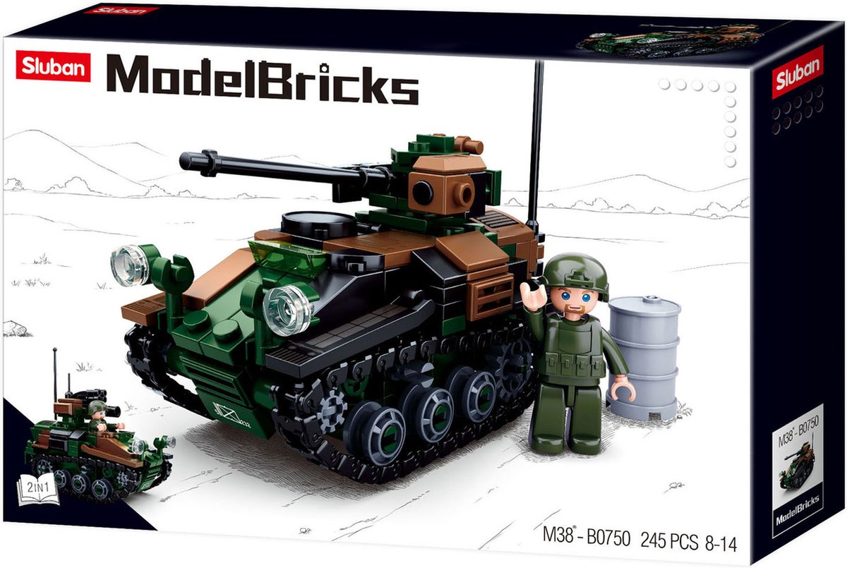 Sluban petit réservoir Wiesel awc jouets de construction pour enfants à partir de 8 ans - jouet de construction modélisme - boîte de construction avec 245 blocs de construction - m38-b0750