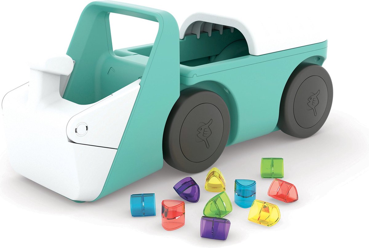 Marcheur Chillafish 1 an avec 10 blocs de jeu - bleu vert - marcheur pour garçons et filles jusqu'à 3 ans - jouet léger avec simulation de pelle et espace de rangement - très stable avec 4 roues - modèle blockie