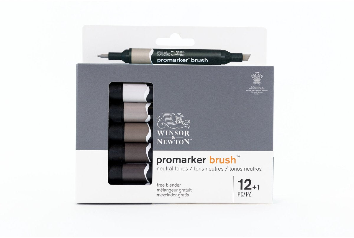 Winsor newton 0290144 pinceau promarker 12 gris tons neutres | marqueurs d'alcool professionnels marqueurs de disposition