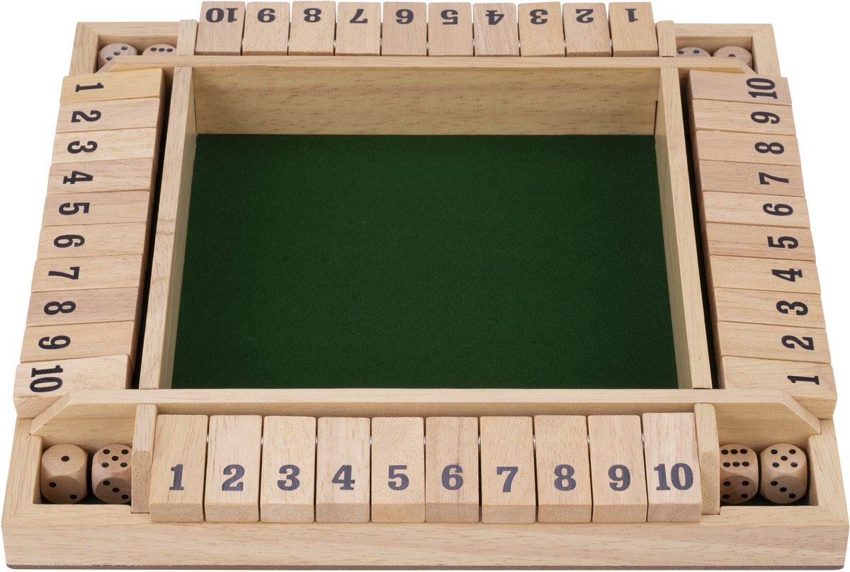 Jeu de dés en bois Shut the Box, 4 joueurs