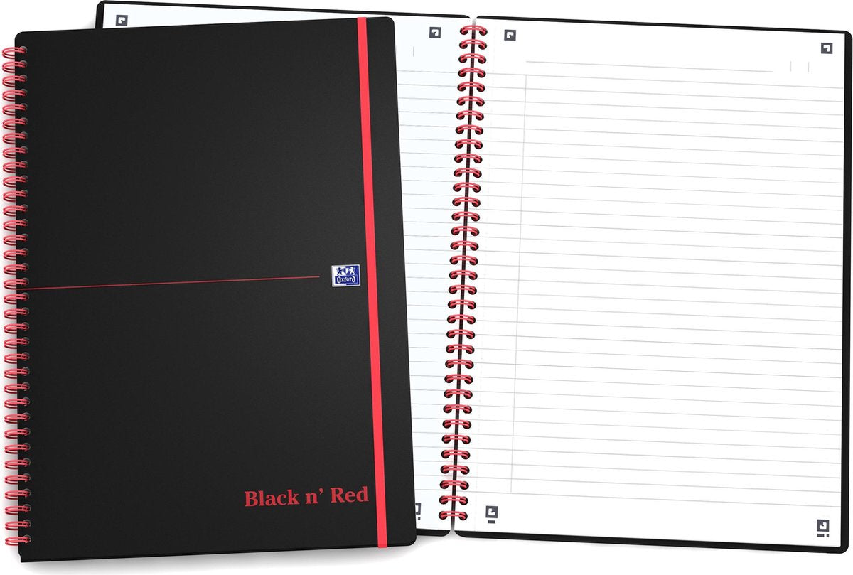 Oxford black n' red - carnet - a5 - ligné - 90g - couverture souple - noir