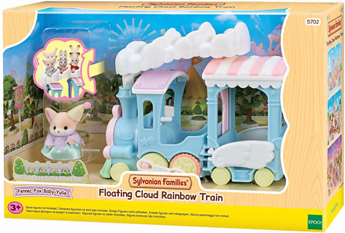 Sylvanian family 5702 train arc-en-ciel nuages - 1 figurine peluche veloutée pour bébé