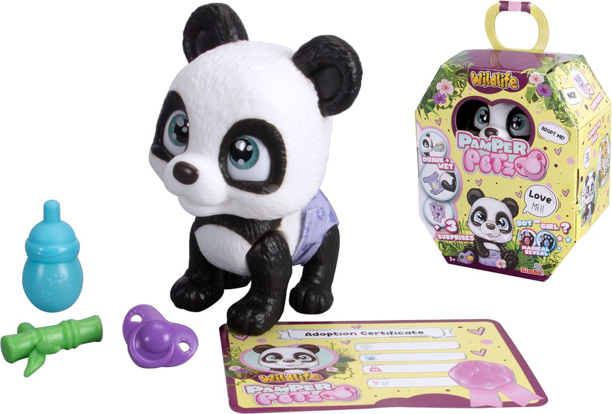 Simba - Pamper Petz - Panda - Fonction boisson et pipi - Couche avec fonction changement de couleur - à partir de 3 ans
