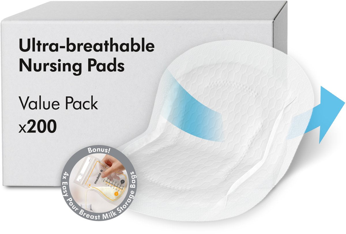 Medela – coussinets d'allaitement ultra-respirants – jetables – pour l'allaitement – doux pour la peau et confortables – 200 pièces
