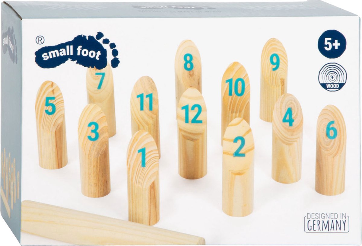 Petit pied - Kubb en bois avec des chansons jetant un jeu dans le sac, 13dlg.