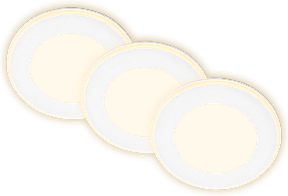 Briloner gima - lot de 3 spots encastrables LED - 7988036 - fonction veilleuse - surfaces et anneaux commutables séparément - fonction mémoire - lumière blanc chaud - ø9,3 x 3 cm - blanc