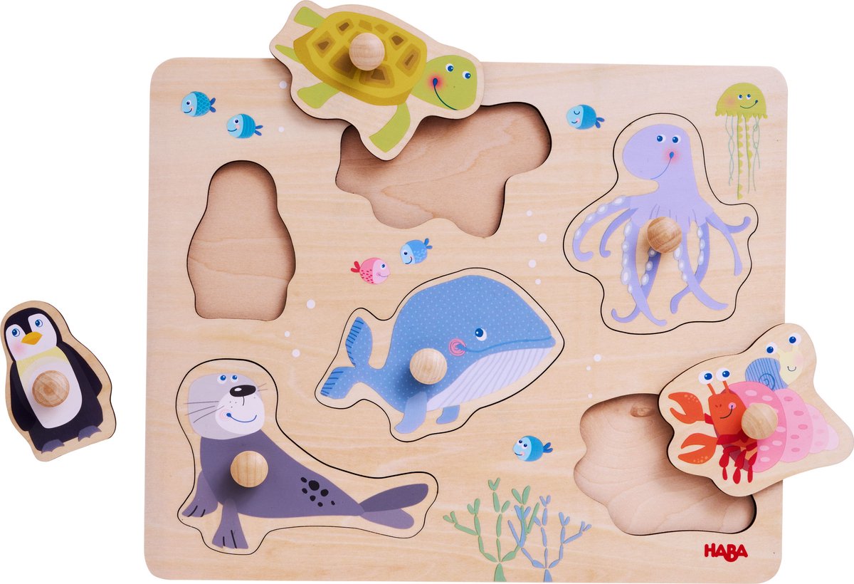 Haba incrustation puzzle animaux marins.