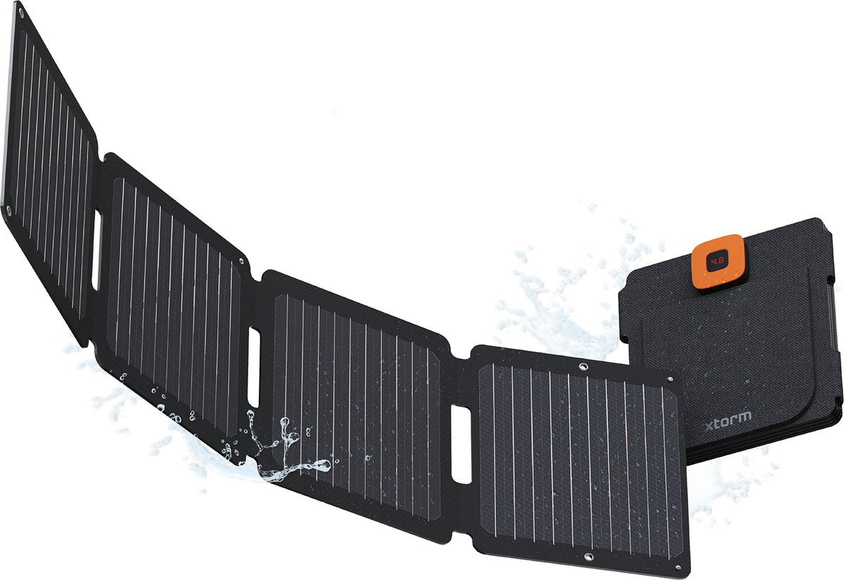 Panneau solaire portable Xtorm pliable - panneau solaire 28w - booster solaire - camping extérieur - énergie solaire - flexible - panneau solaire monocristallin - efte - noir