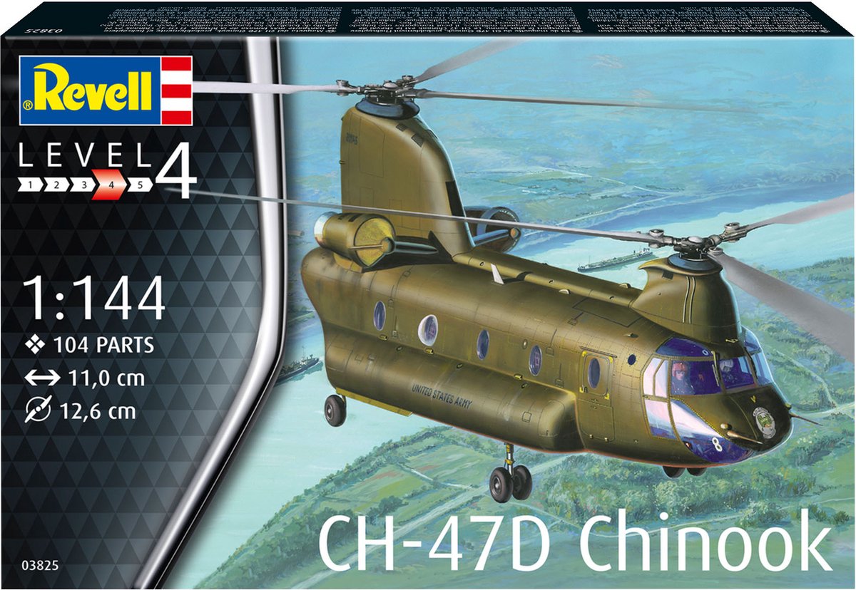 Revell modélisme kit véhicules militaires - 03825 ch-47d chinook heli plastique - 1:144 - modélisme