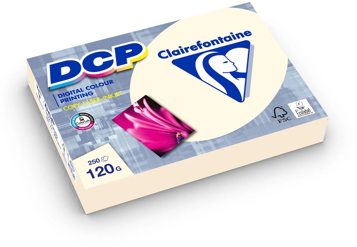 Clairefontaine papier de présentation dcp a4, 120 g, ivoire, paquet de 250 feuilles