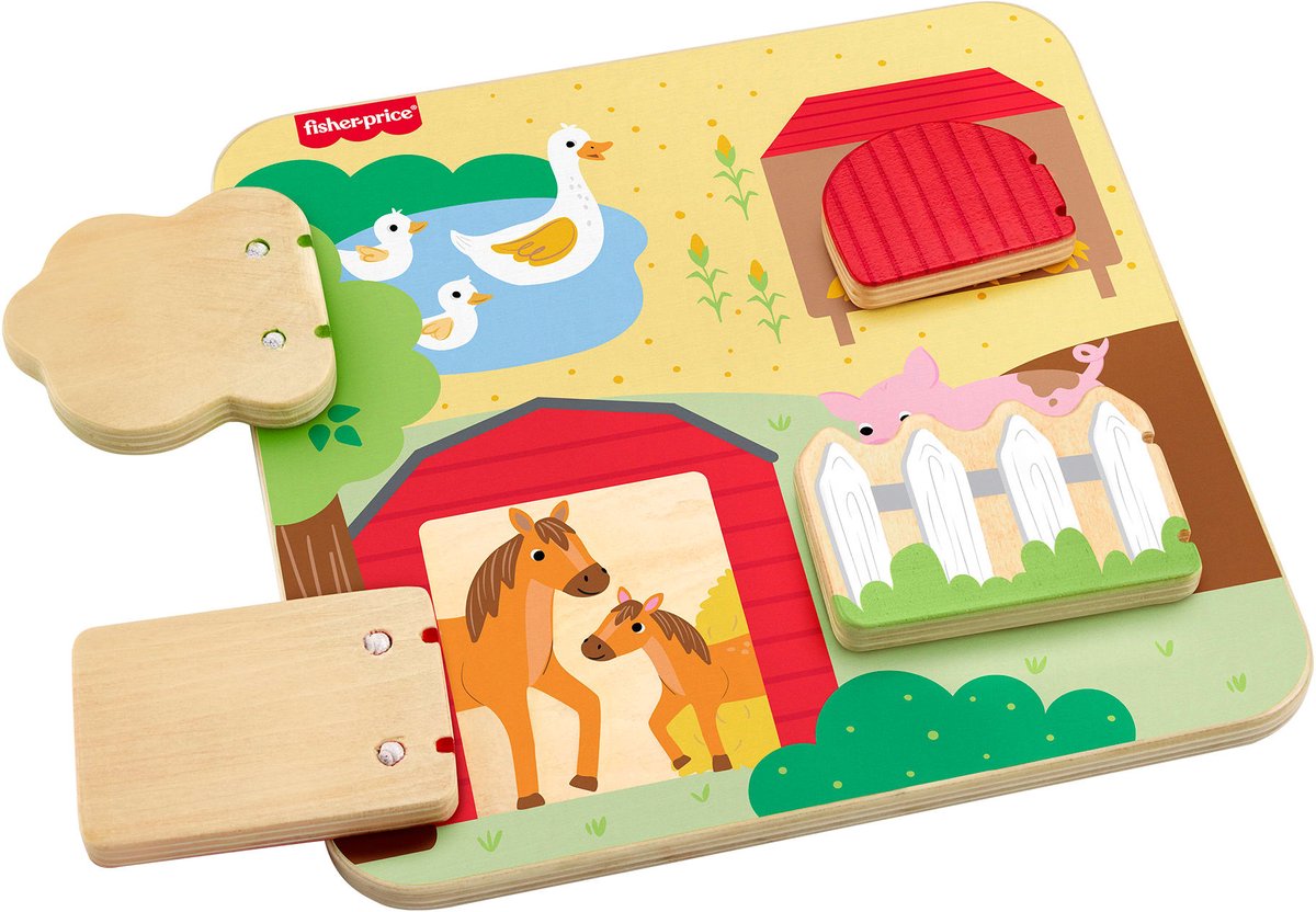 Animaux de la ferme cache-cache en bois Fisher-price | 2 pièces