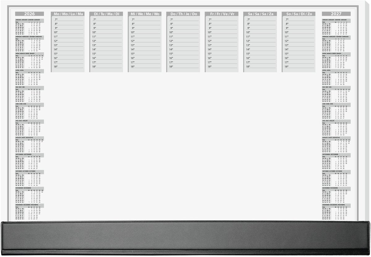 Sous-main Sigel - bureau - avec calendrier 2026 2027 - taille A2 - avec agenda hebdomadaire - 40 feuilles déchirables - si-h6365
