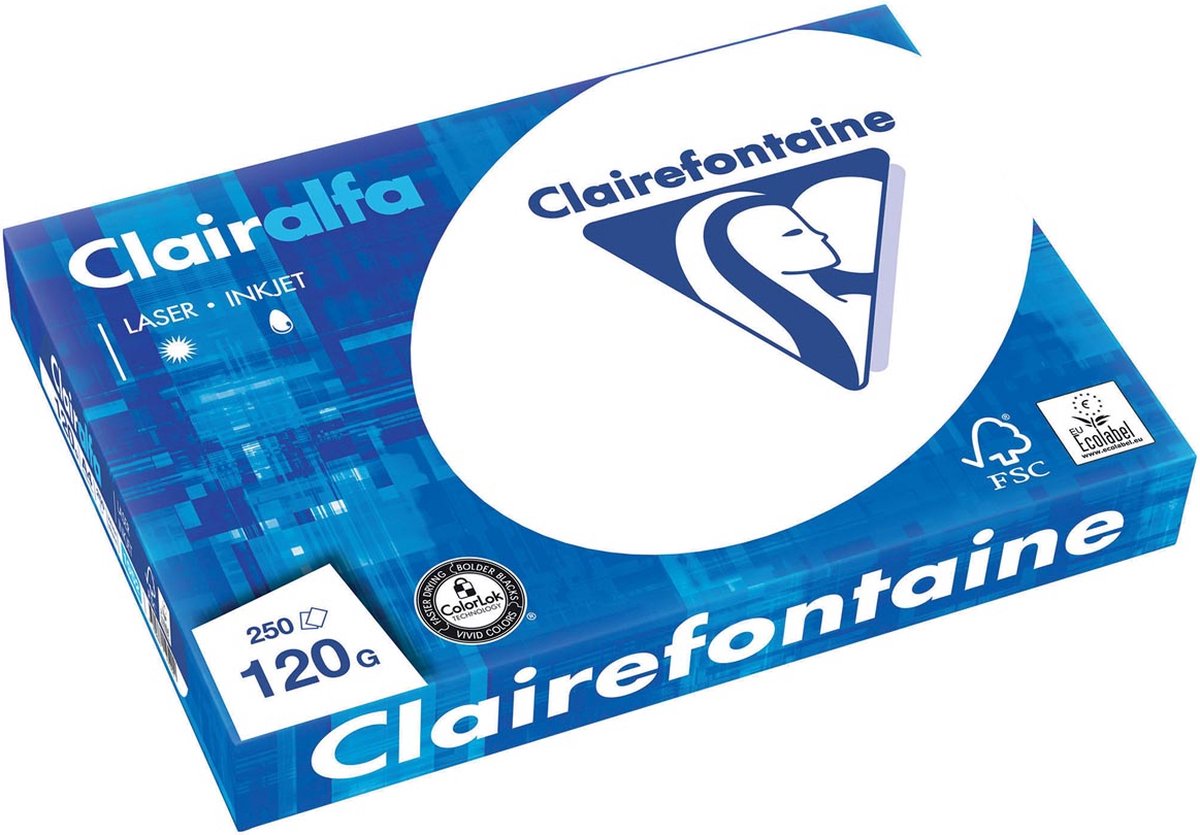 Clairefontaine - clairalfa - papier de présentation - a4 - 120 grammes - 250 feuilles