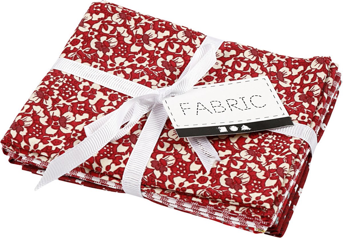 Tissu patchwork Creativ company rouge 45x55cm, 4 pcs.