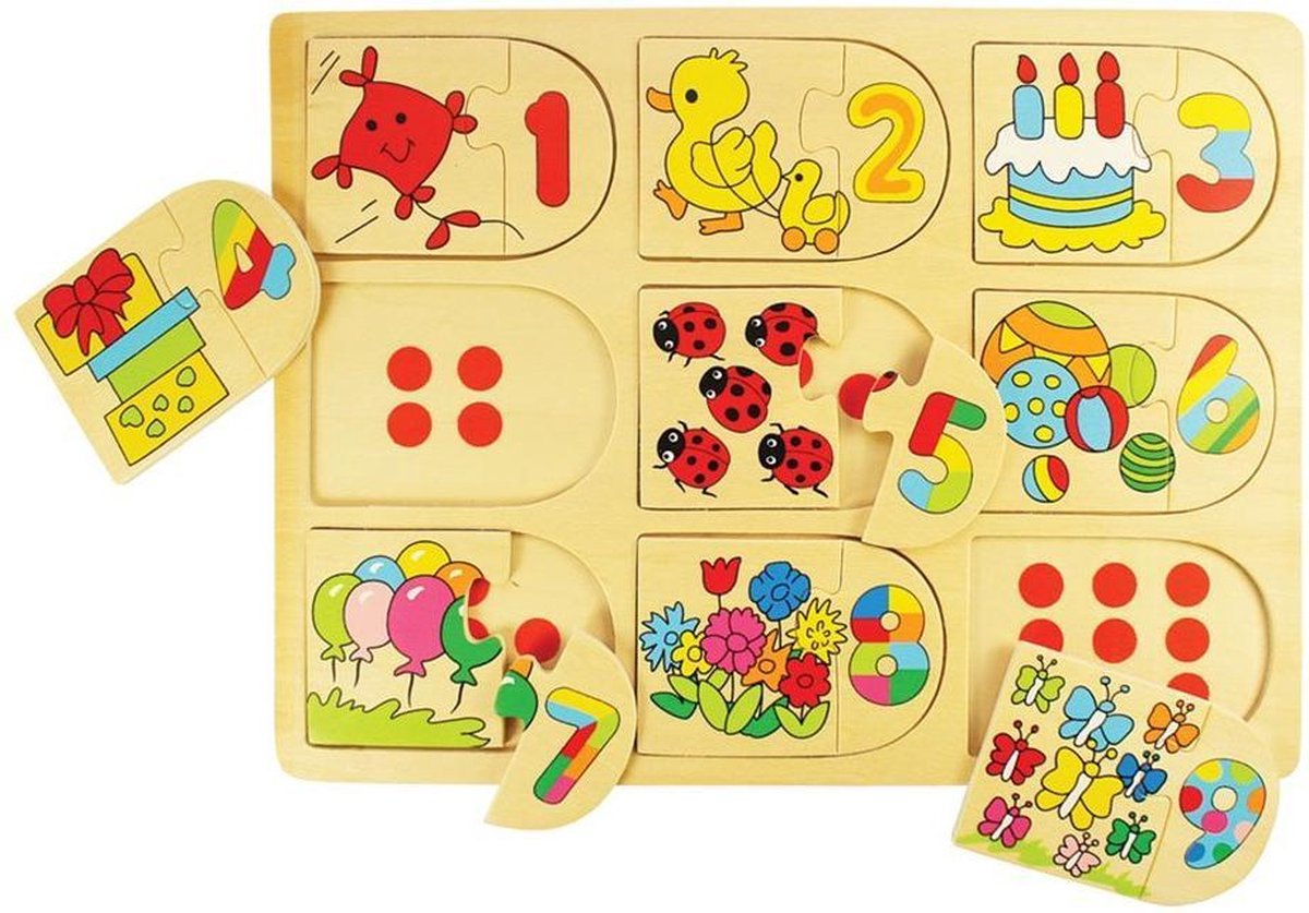 Bigjigs jouets bigjigs numéros de puzzle d'apprentissage en bois, 18 pièces.