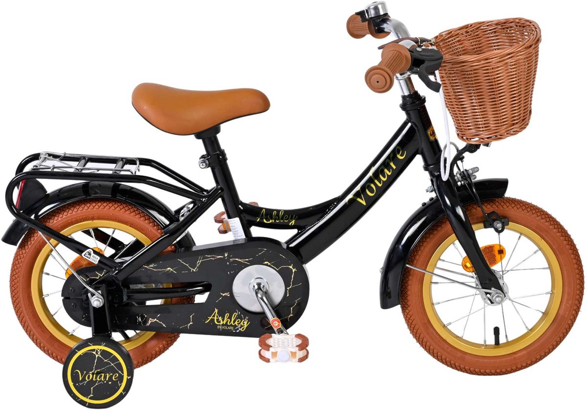 Vélo enfant Volare Ashley - filles - 12 pouces - noir
