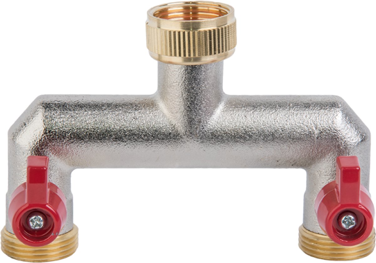 Répartiteur de distributeur d'eau Bradas - laiton - 2 branches - 3 raccords de robinet à filetage intérieur 4" et 2x dérivation avec filetage extérieur 3 4"