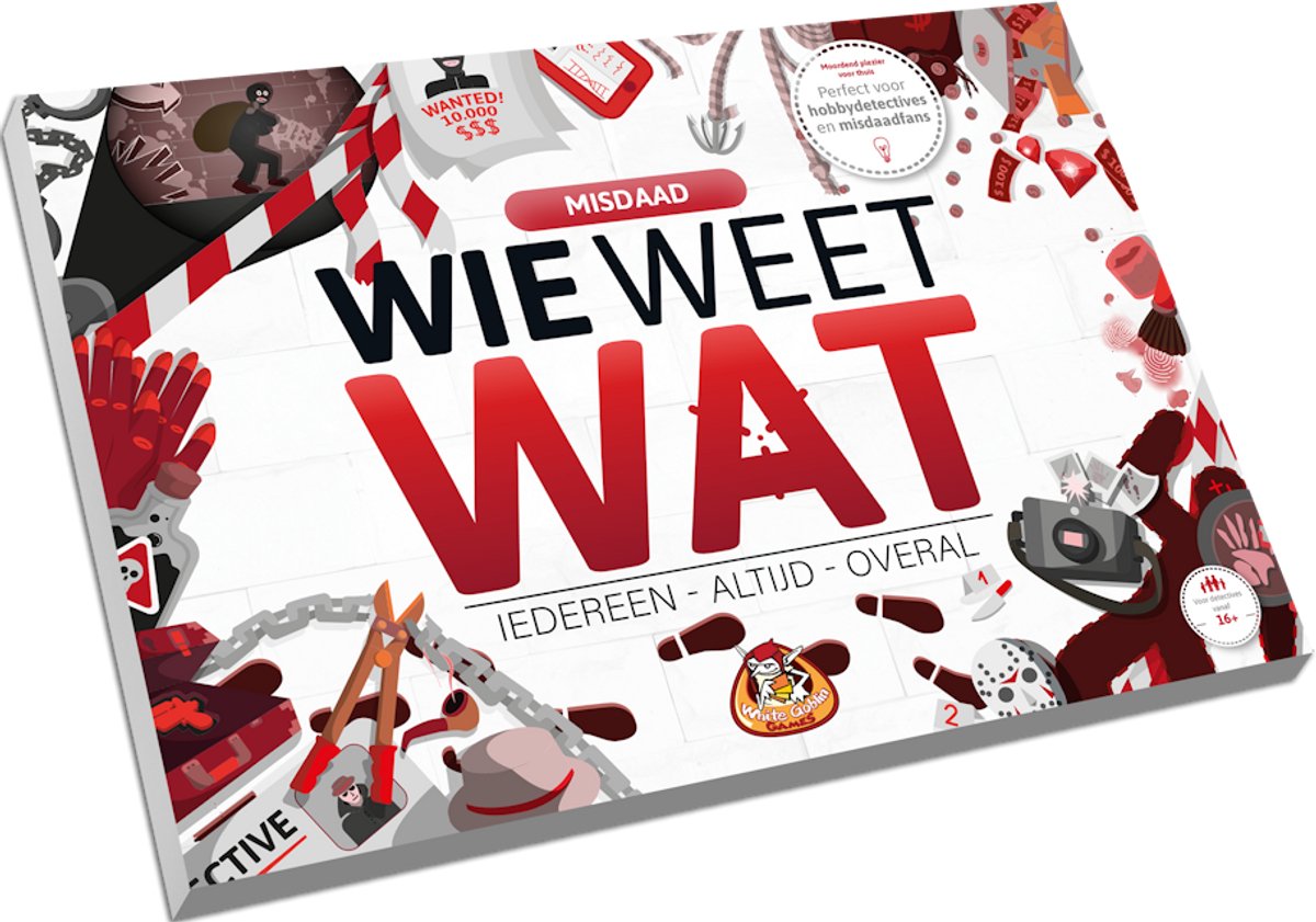 White goblin games - wie weet wat: misdaad - partyspel - 2 tot 10 spelers - speelt snel en de uitleg is nóg sneller - wie weet wat speel je altijd, met iedereen en overal - ideaal cadeau