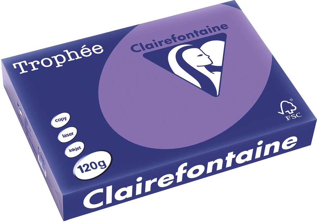 Clairefontaine trophée intense | papier de couleur | a4 | 120g | 250 feuilles | violette