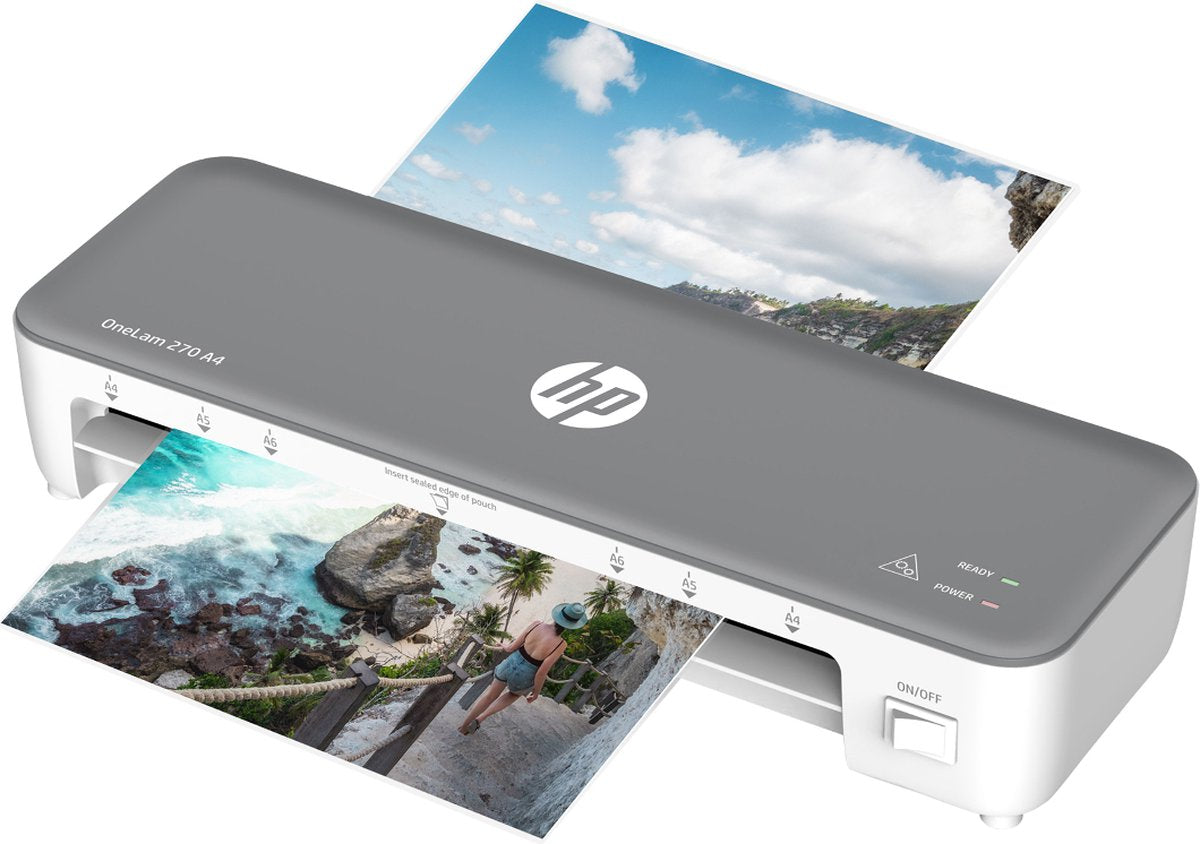 Plastifieuse hp onelam 270 a4 - format din a4 - plastification à chaud - format compact - 5 pièces - blanche